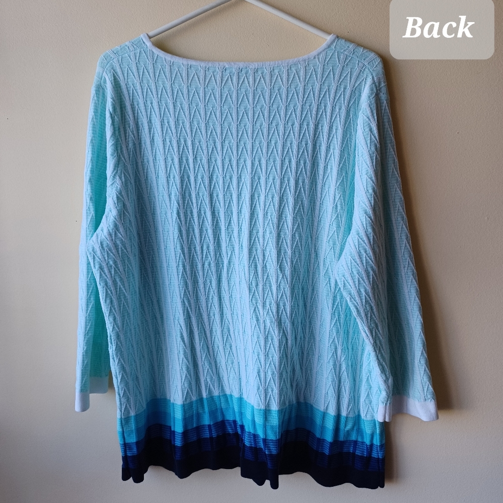 Talbots Gradient Blue White Chevron Pattern 3/4 L… - image 2